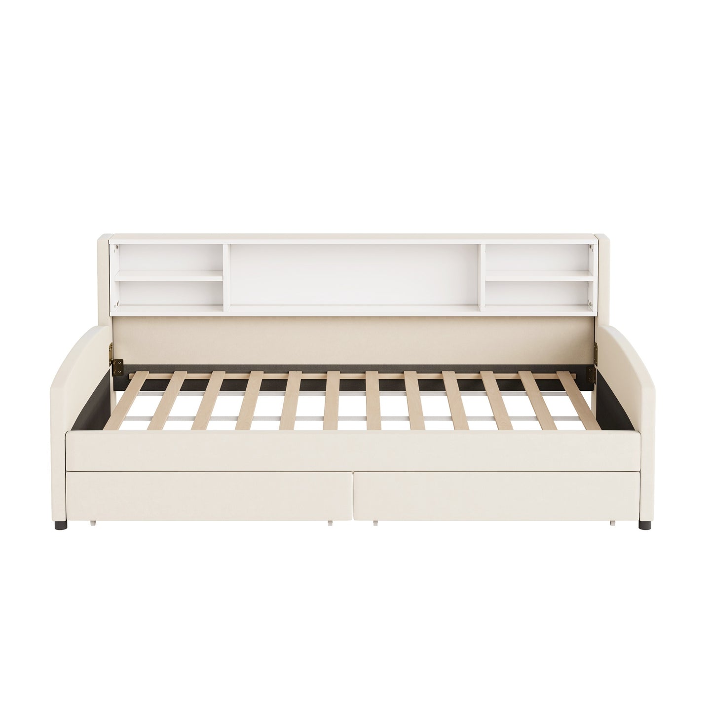 Luxurious Velvet Upholstered Platform Bed with Storage Drawers and Headboard