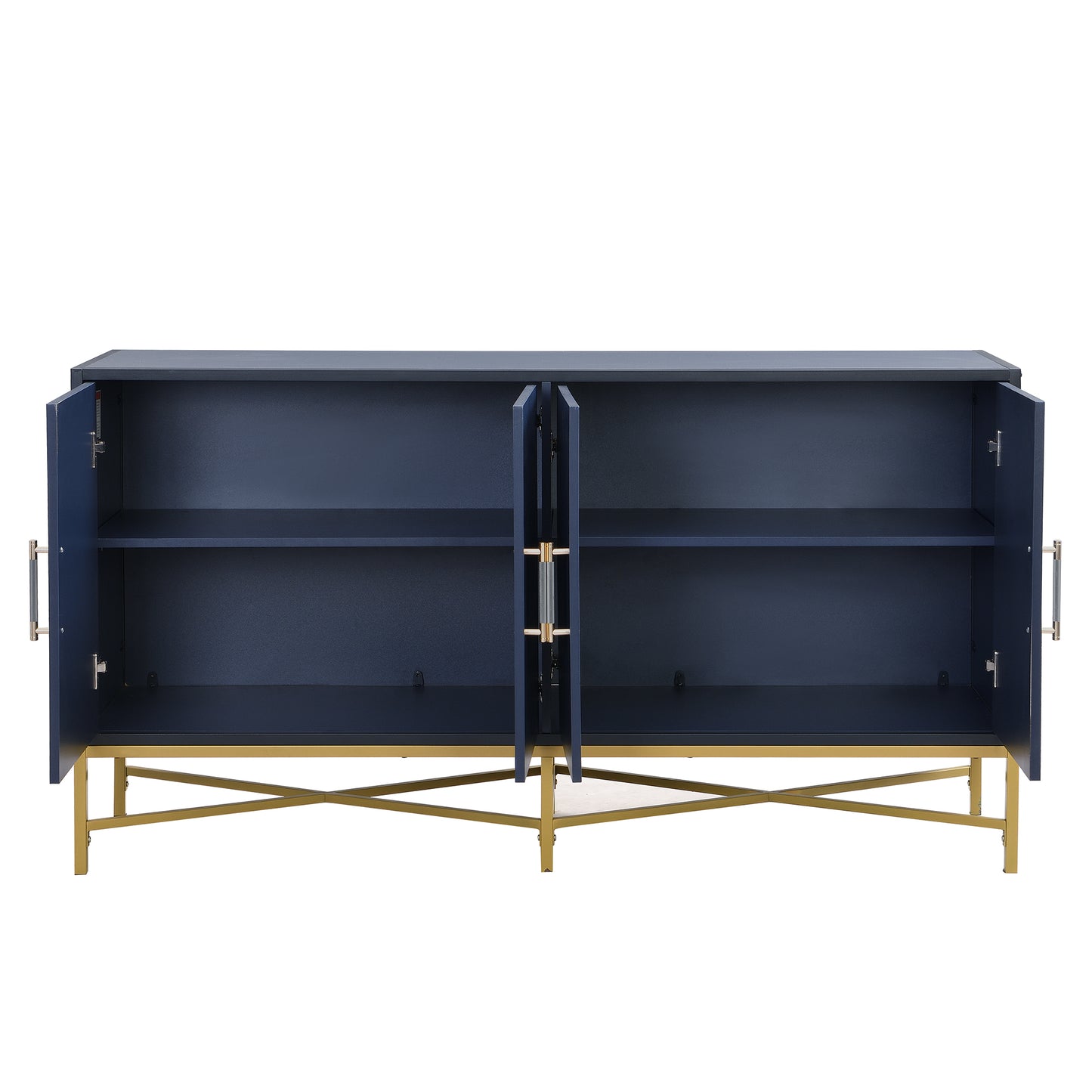 Distinctive Features of Four-Door Sideboard with Metal and Cross-Leg Design,Suitable for Living Rooms,Entrance and Study