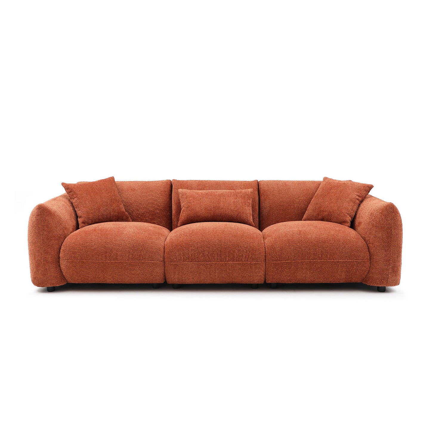 Mid Century Modern Couch 3-Seater Sofa for Living Room, Bedroom. Orange
