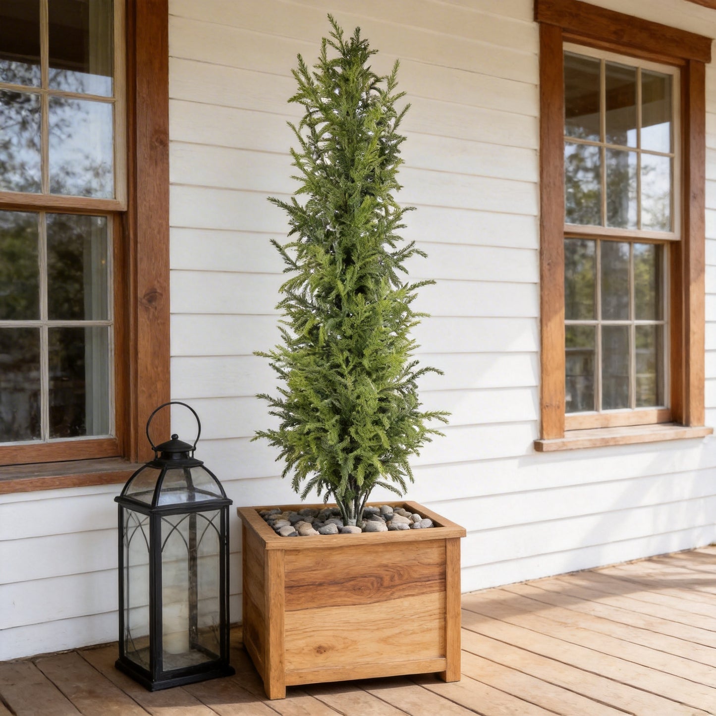 Artificial Real Touch Pine Tree in Black Plastic Pot