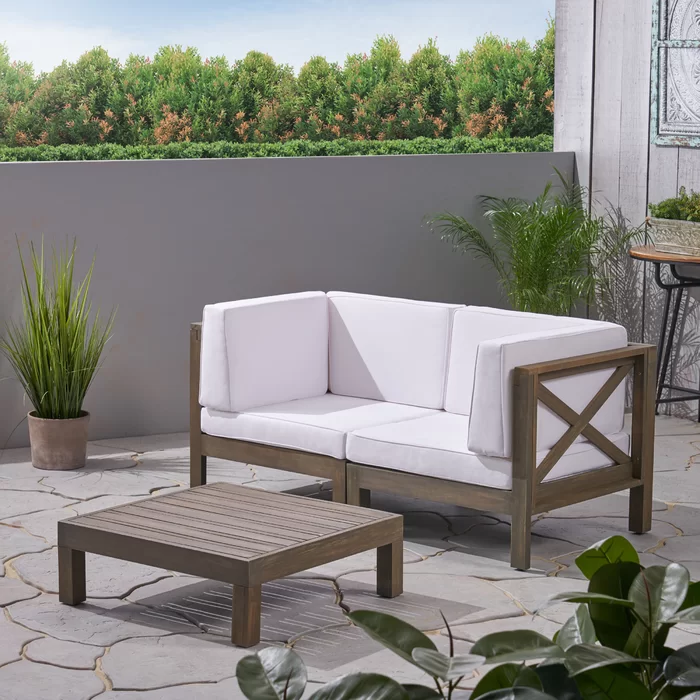 BRAVA X-BACK - 2 SEATER SECTIONAL LOVESEAT WITH COFFEE TABLE, WHITE