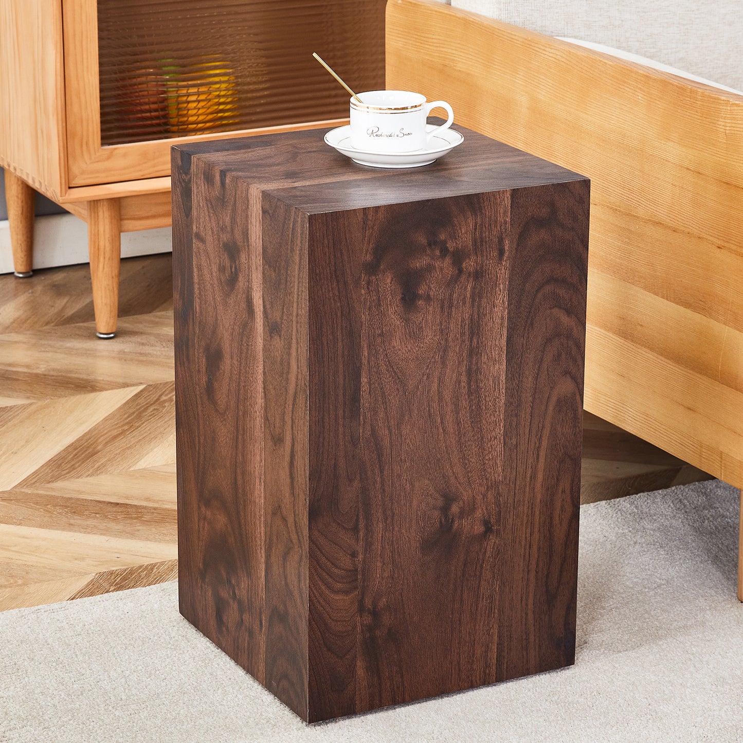 Modern MDF Accent Table – 12"x12"x20" Compact Coffee Table, Luxury Living Room Side Table