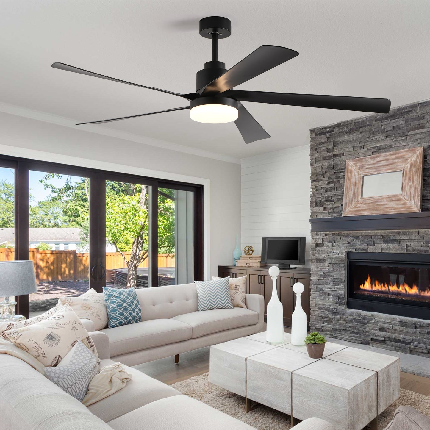 LED Ceiling Fan with Light and Remote Control, Modern Quiet Design (Silent/6-Speed