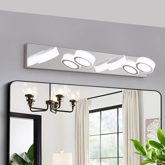 Vanity Light Acrylic and Stainless Steel Chrome Modern 4-Light for Bathroom and Vanity