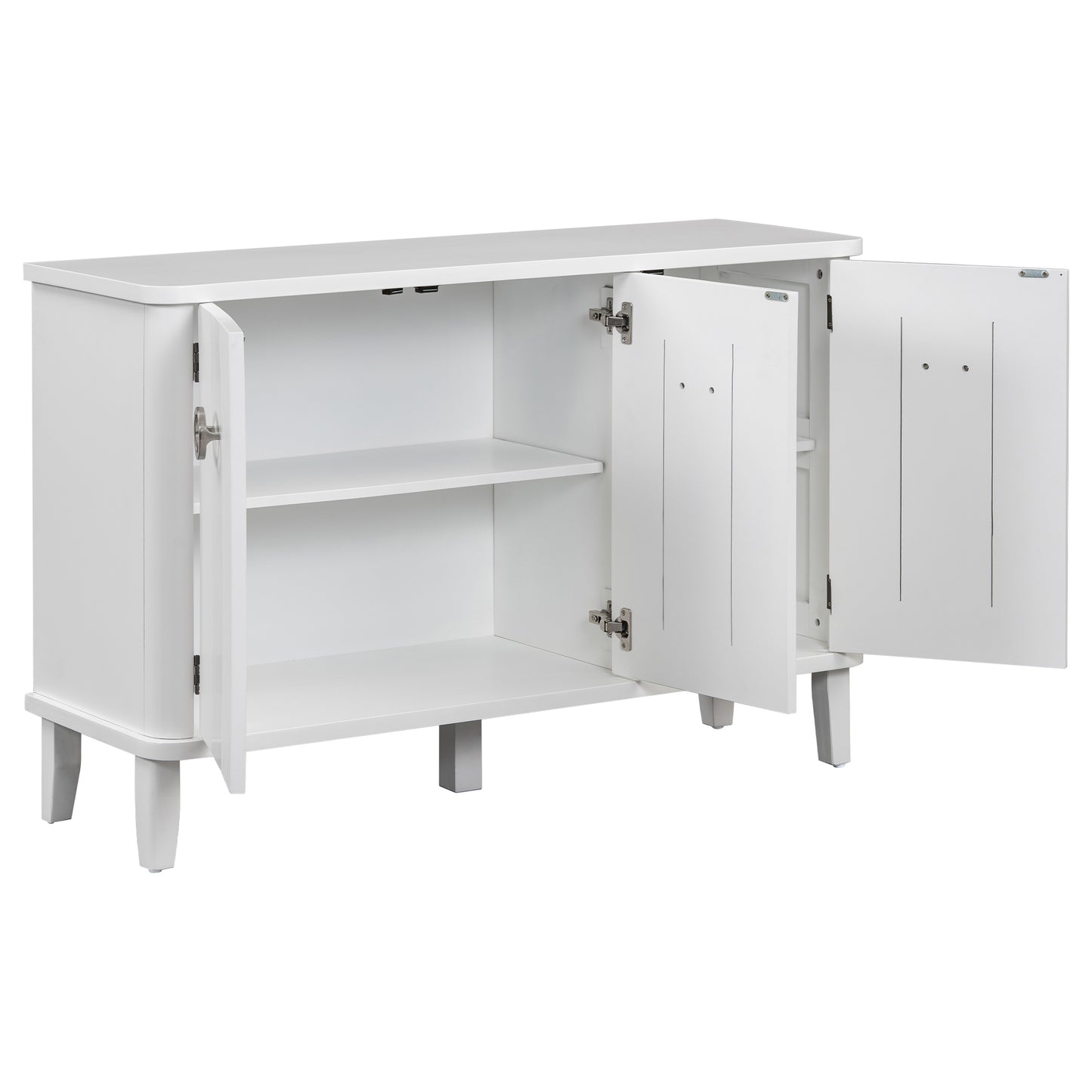 Simple and Atmospheric Solid Wood Veneer Fraxinus Mandschuric Cabinet with Three Acacia Solid Doors,Adjustable, Suitable for Study, Corridors,and Entrances.