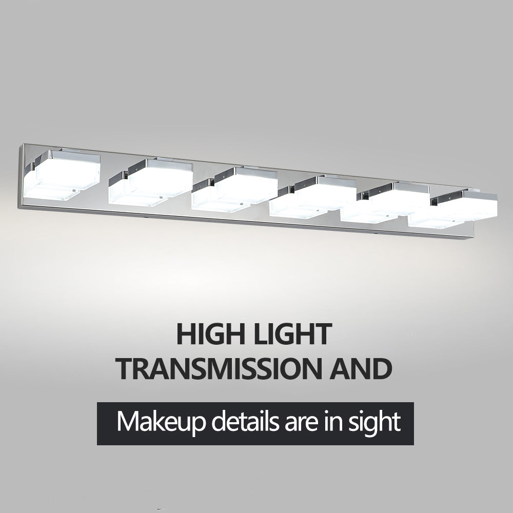 (Same as W1340110610/L2016) Modern 6-Light Chrome LED Vanity Mirror Light Fixture For Bathrooms And Makeup Tables