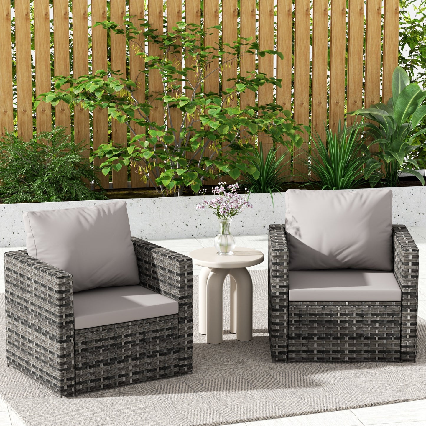 Outdoor Patio Rattan Sofa Set – Garden Wicker Chair Set with Cushions, Durable Steel Frame, 360 lb Capacity Seating