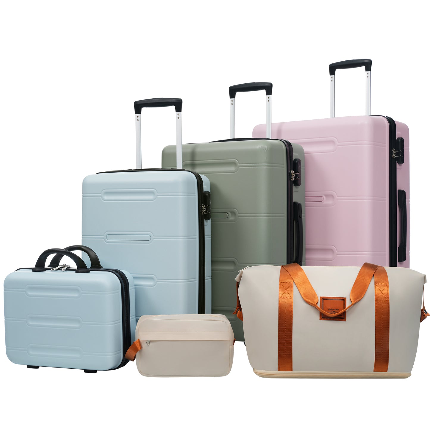 6 Piece Luggage Set, Lightweight Hardshell Suitcase with Double Spinner Wheels, Password Lock