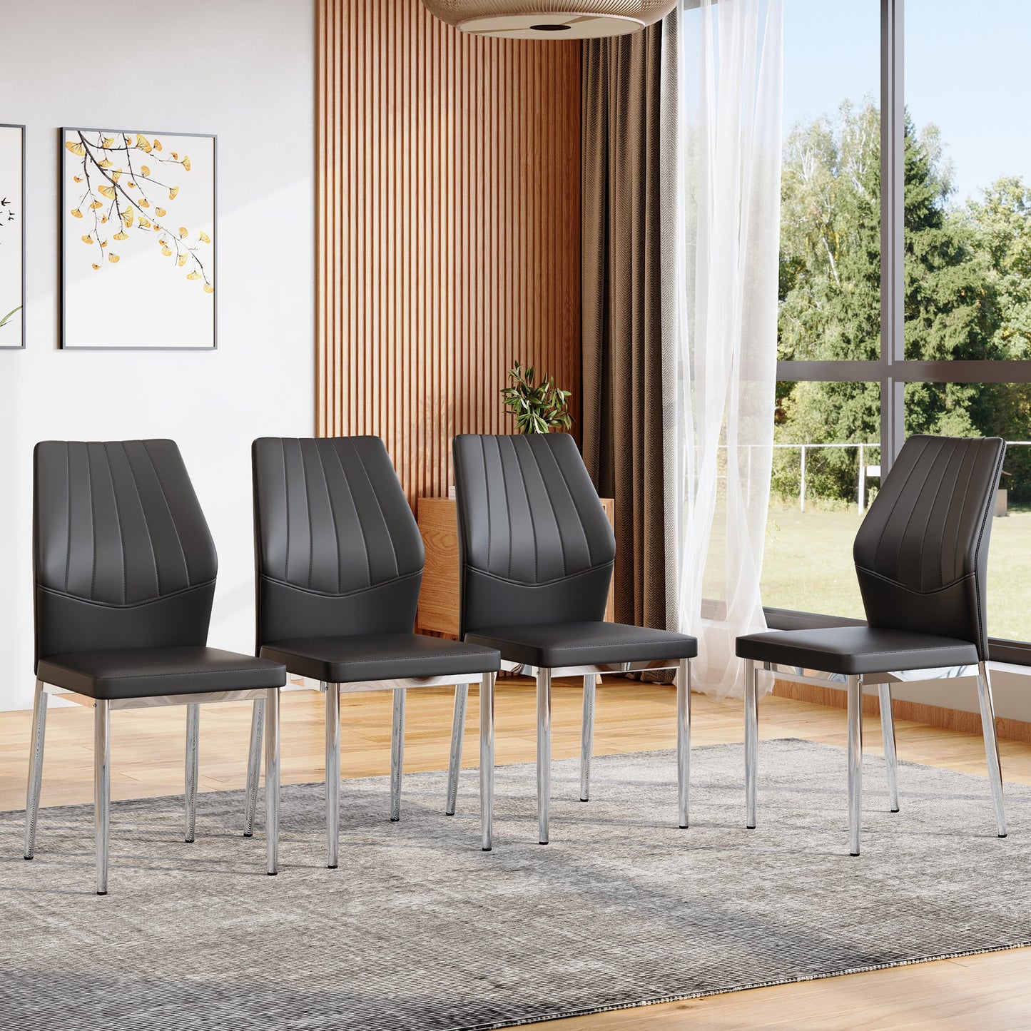 Modern Dining Chair – 37" High Back Upholstered Chair with Ergonomic Design & Metal Legs