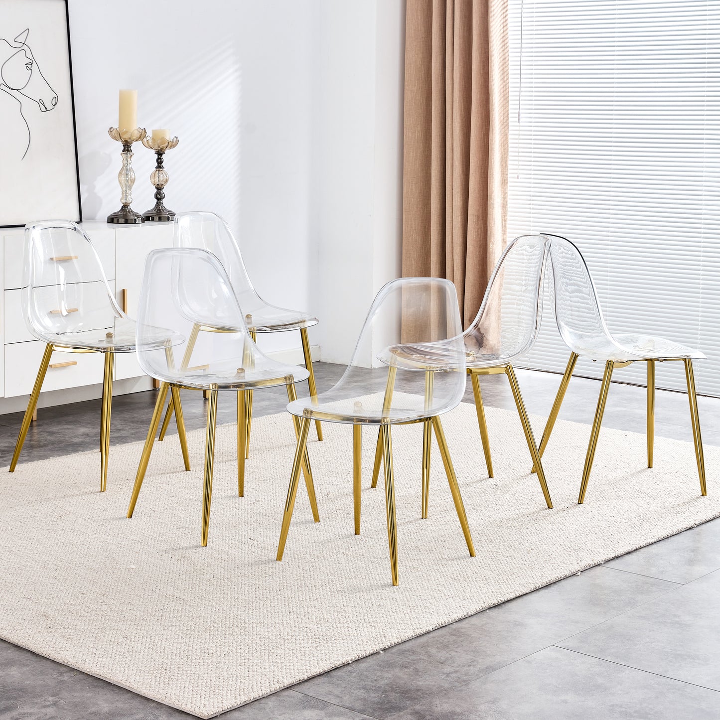 Transparent Dining Chair – Modern Clear Plastic Armless Chair, Nordic Style Vanity & Accent Seating