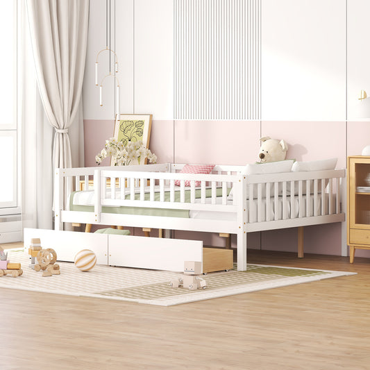 Daybed, Full Size, Solid Wood with Two Storage Drawers for Bedroom or Living Room