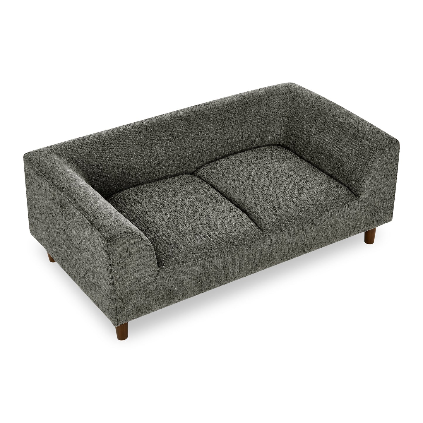 Modern Rectangular Pet Sofa with Backrest and Armrests, Soft Cushion, Rubber Wood Frame for Small