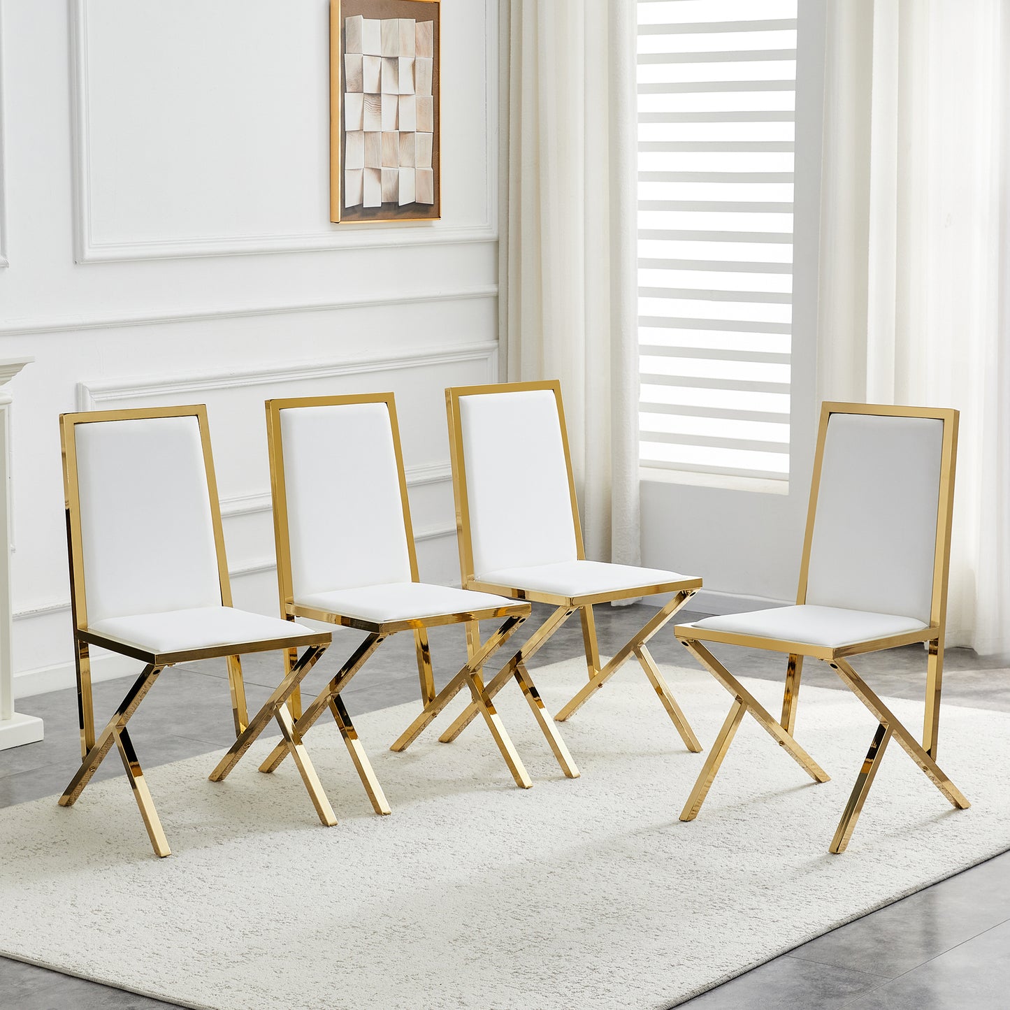 Modern PU Leather Dining Chair – Ergonomic Upholstered Chair with Metal Frame, Luxury Kitchen & Dining Seating