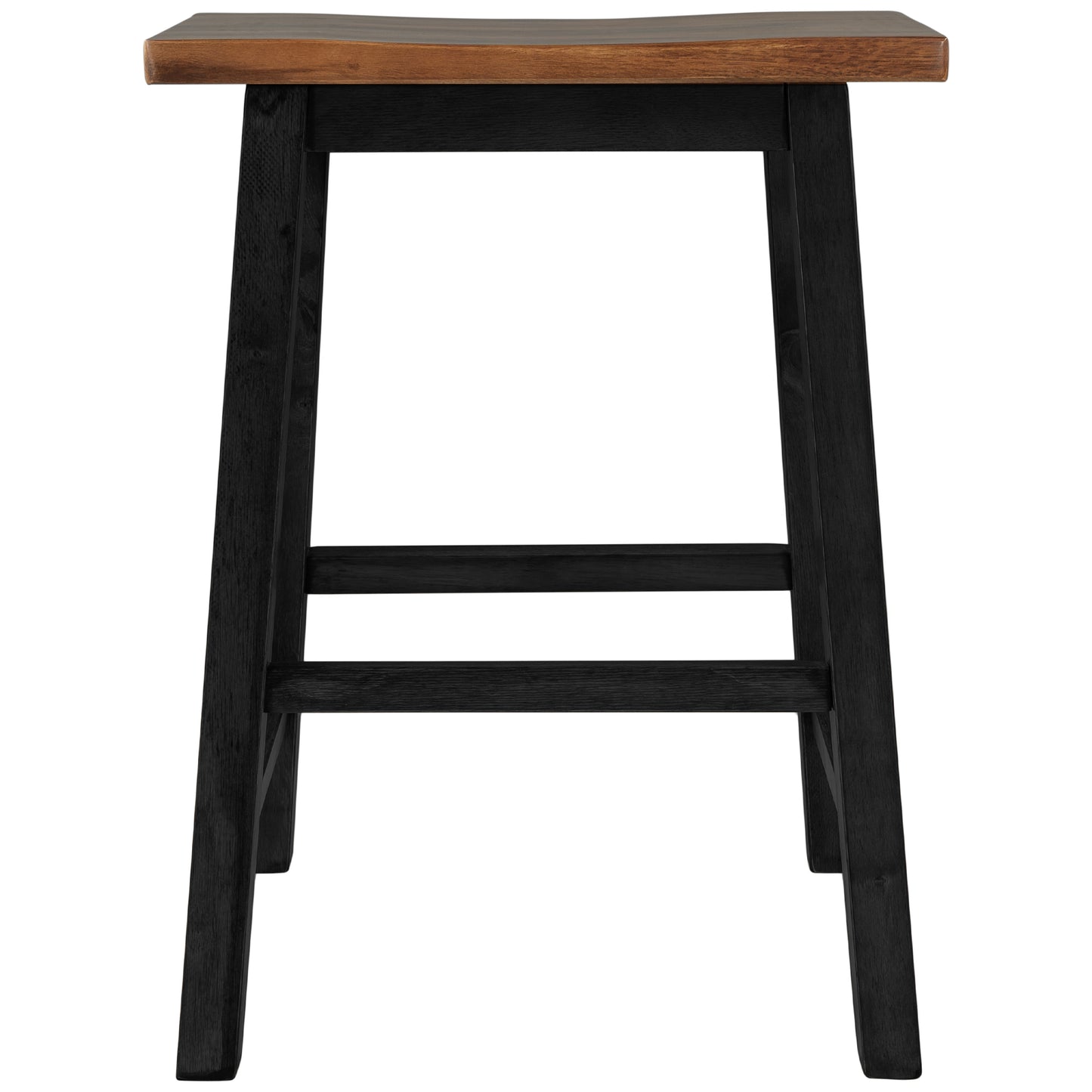 Solid Wood Rustic 3-piece 45" Stationary Kitchen Island Set with 2 Seatings, Rubber Wood Butcher Block Dining Table Set Prep Table Set with 2 Open Shelves for Small Places,Walnut+Black