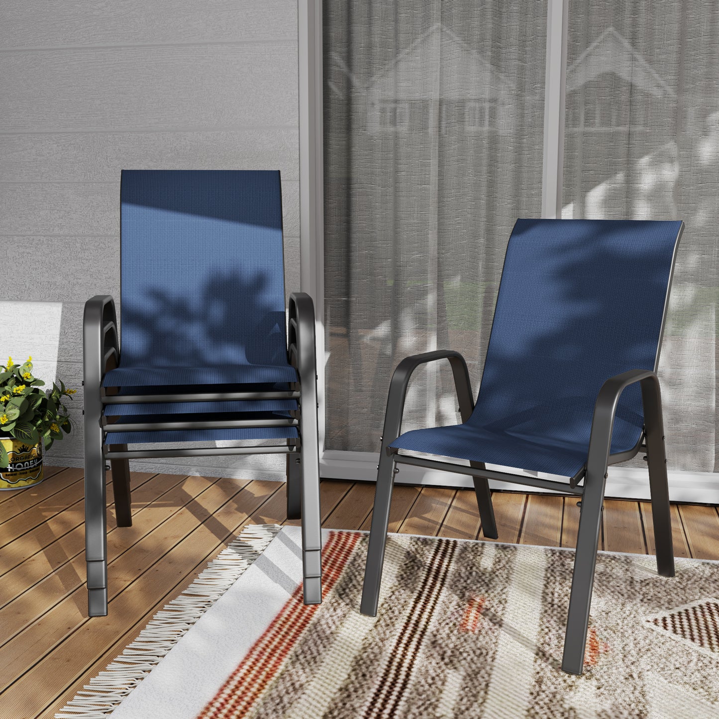 Outdoor Dining Chairs, Wide Ergonomic Seat, 350 lbs Capacity, Waterproof & Rust-Resistant