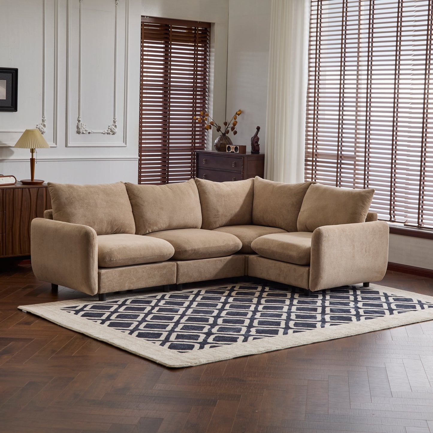 Modular Velvet Sectional Sofa Corner Chair – Convertible Upholstered Couch with Flexible Configurations for Living Room