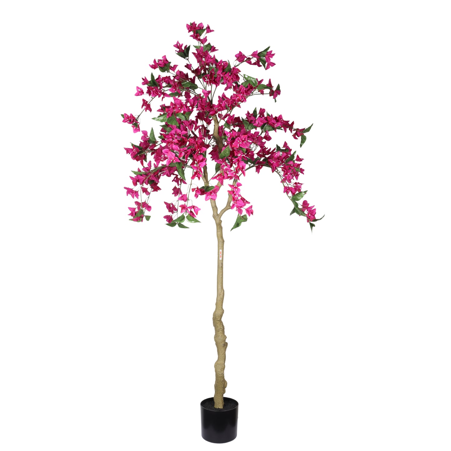 Artificial Bougainvillea Tree in Dark Pink with Green Leaves, Realistic Faux Potted Plant for Indoor Home Decor, 72in Tall, Fabric and Plastic Construction
