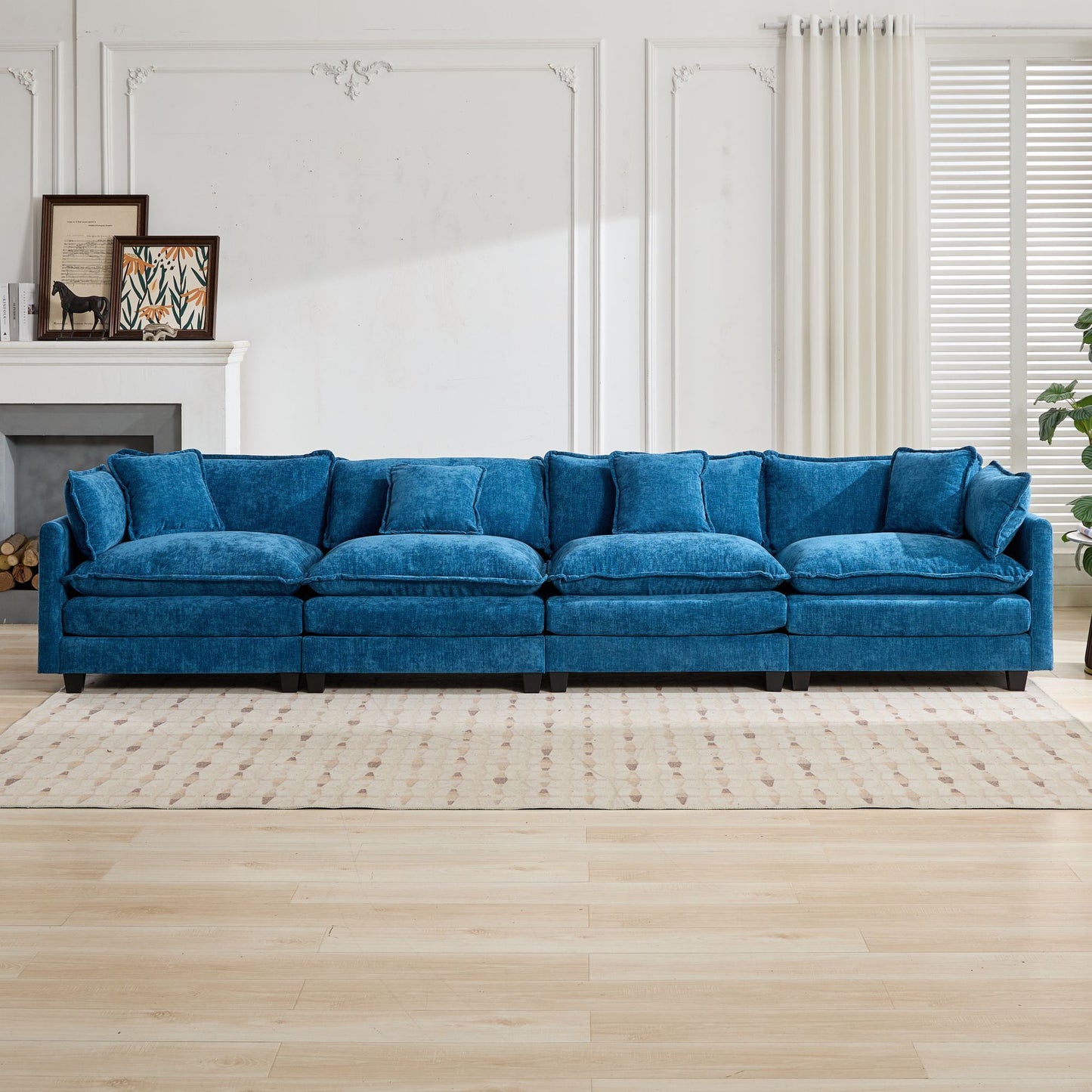Cloud Sofa Modern Sectional Couch, Comfy Double Layer Upholstered Seat Cushion,Breathable Chenille Fabric