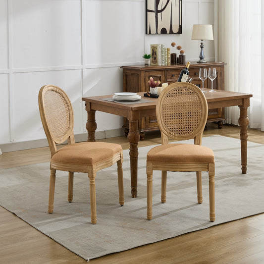 Dining Chairs Set of 2 Multiple Color Options Fabric French Style with Backrest for Dining Room or Kitchen Seating