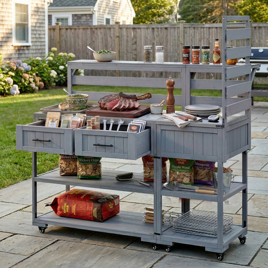 Kitchen Island Wood Gray with Storage for Kitchen or Dining Storage
