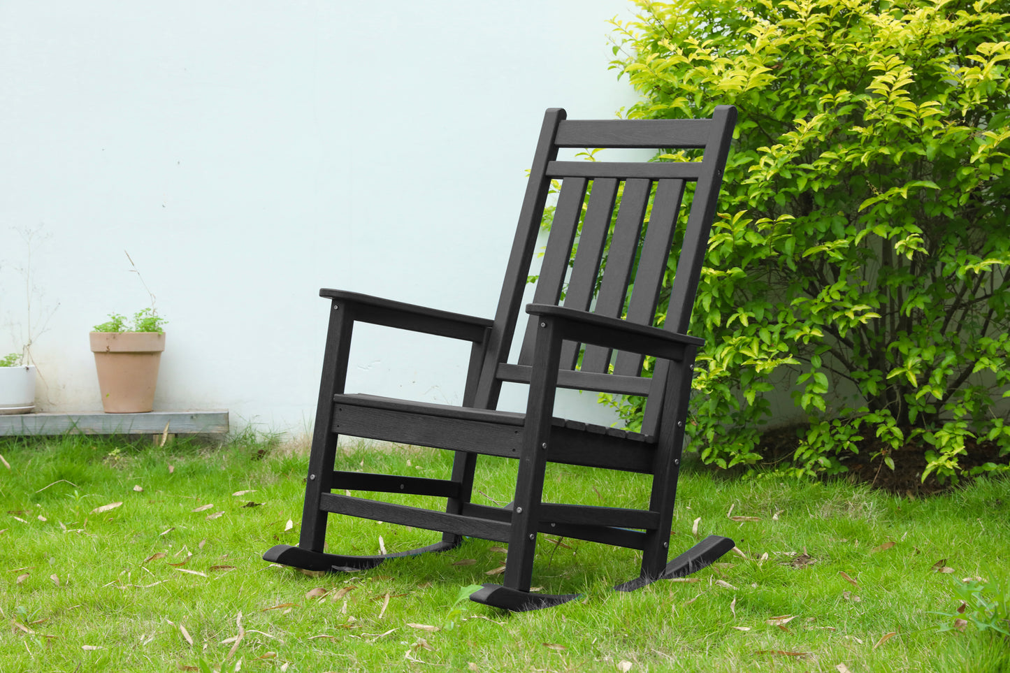 Oversized Rocking Chair with Wood-Texture, Outdoor Rocking Chair for Adults, All Weather