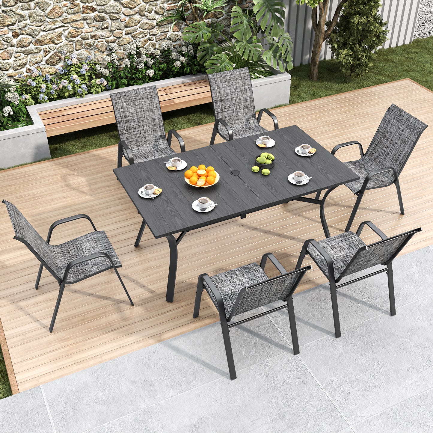 Outdoor Dining Chairs, Wide Ergonomic Seat, 350 lbs Capacity, Waterproof Teslin Fabric