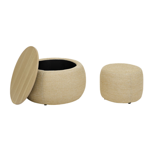 Storage Ottoman Natural Foam with Storage for Living Room or Entryway