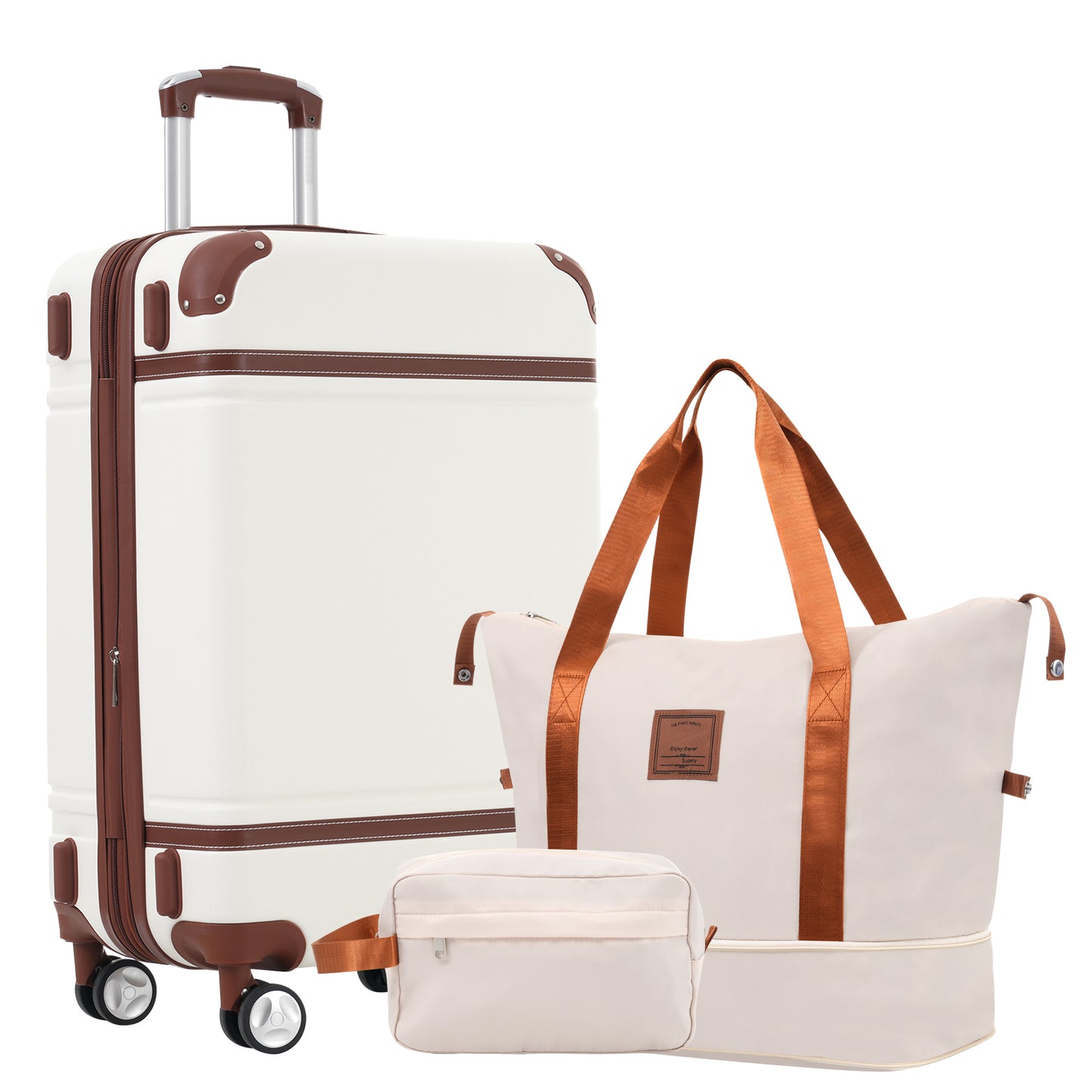 Hardshell Luggage Sets with Bags Lightweight Suitcase Double Spinner Wheels with TSA Lock Single Vintage Lug