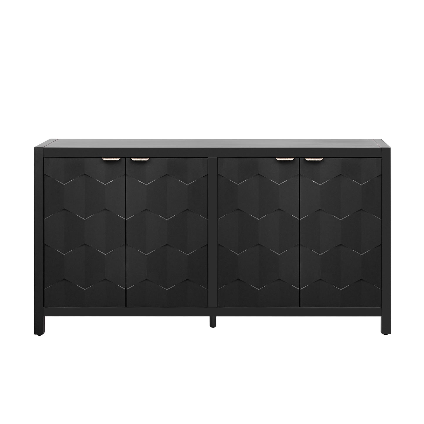 Luxurious Four-Door Sideboard with Honeycomb Patterned Doors, Offering Ample Storage for Study,Entrance and Living Room