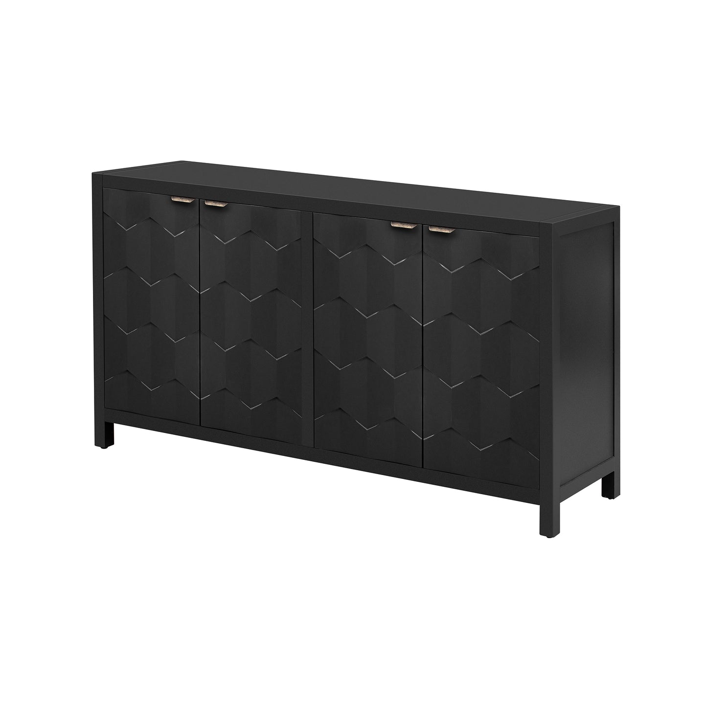 Luxurious Four-Door Sideboard with Honeycomb Patterned Doors, Offering Ample Storage for Study,Entrance and Living Room