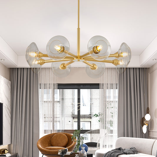 Pendant Light Iron Gold Modern 8-Light for Dining Room and Kitchen Island