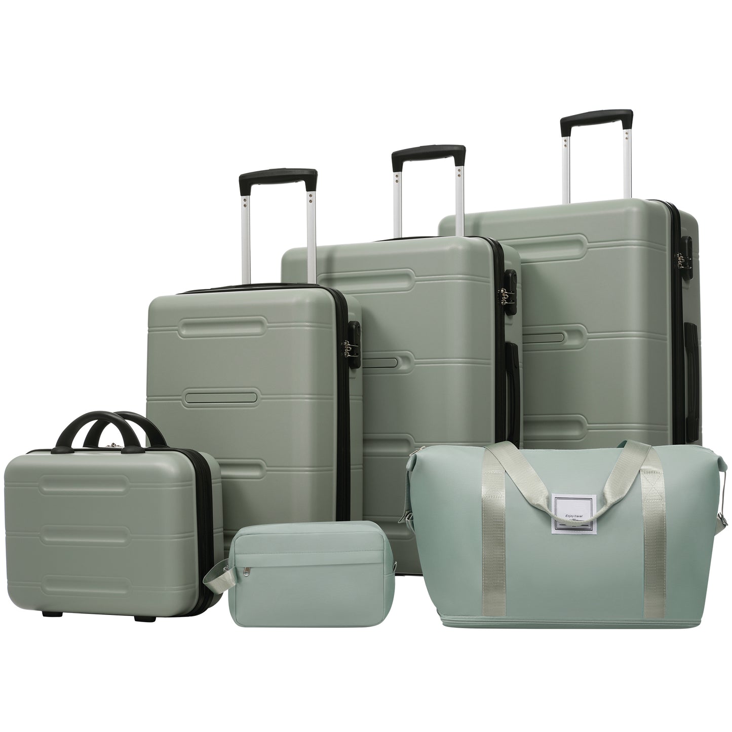 6 Piece Luggage Set, Lightweight Hardshell Suitcase with Double Spinner Wheels, Password Lock