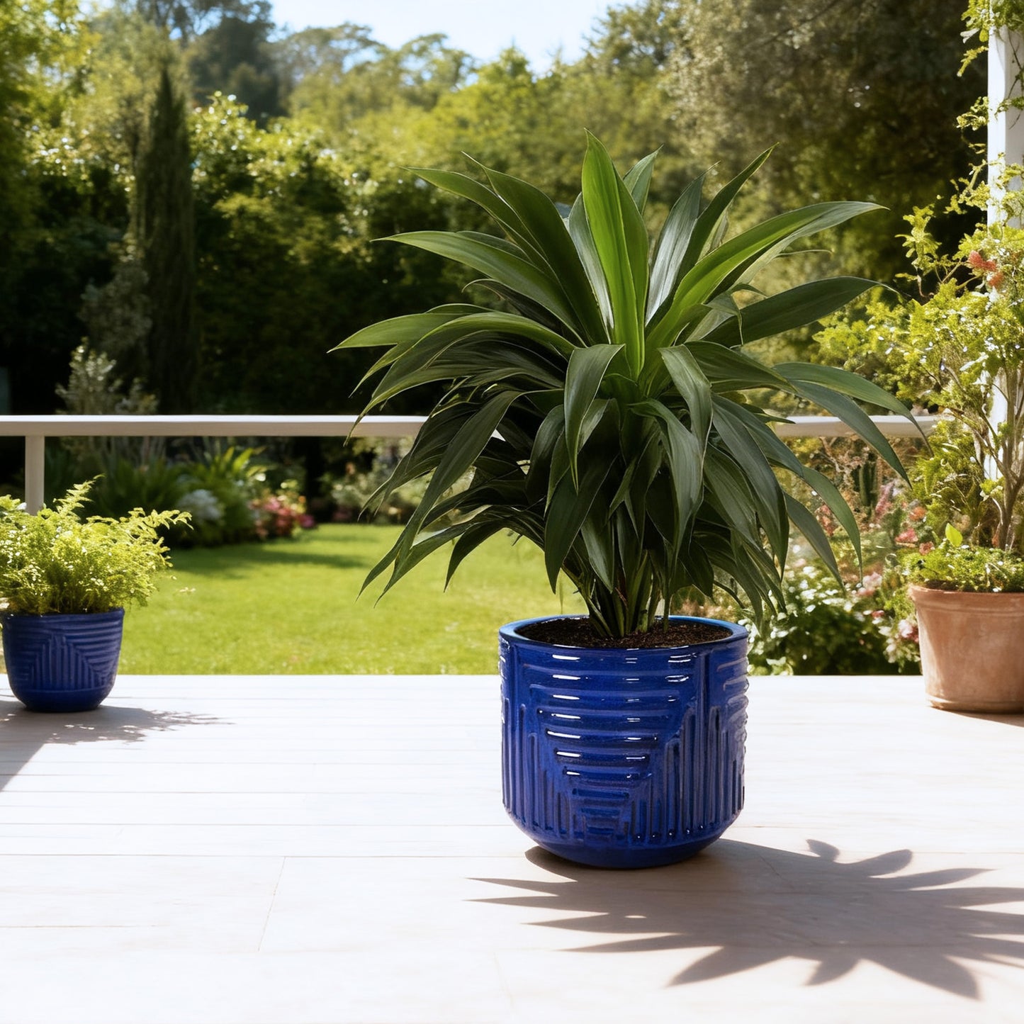 Modern Round Ceramic Planter with Drainage Holes for Indoor & Outdoor Use