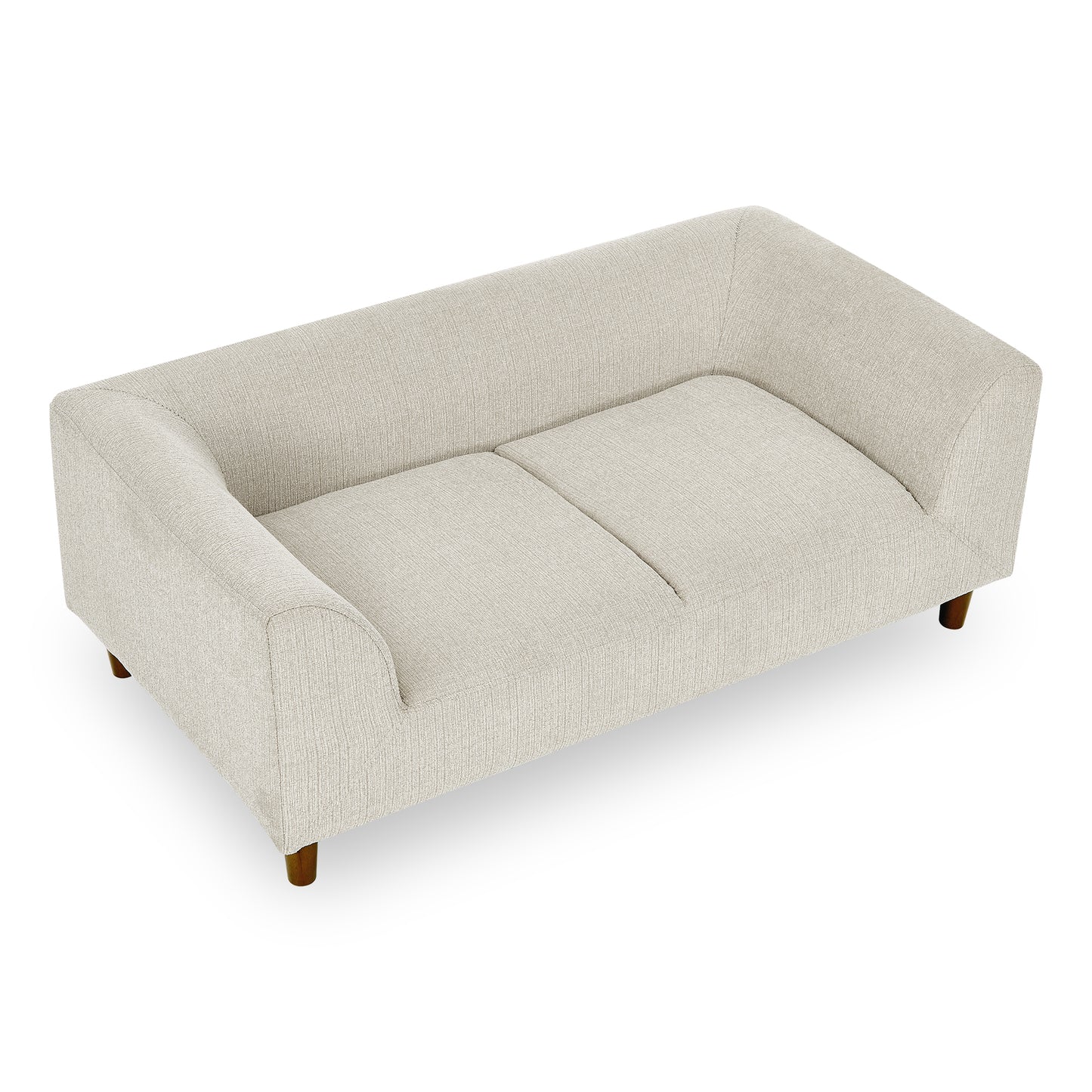 Modern Rectangular Pet Sofa with Backrest and Armrests, Soft Cushion, Rubber Wood Frame for Small