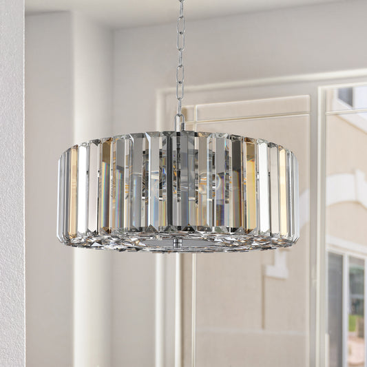 Chandelier Crystal and Iron Transparent Modern 4-Light for Dining Room and Kitchen Island