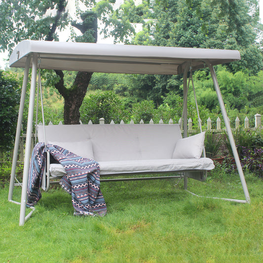 Porch Swing Bed Metal Champagne with Adjustable Design for Patio, Garden, or Backyard