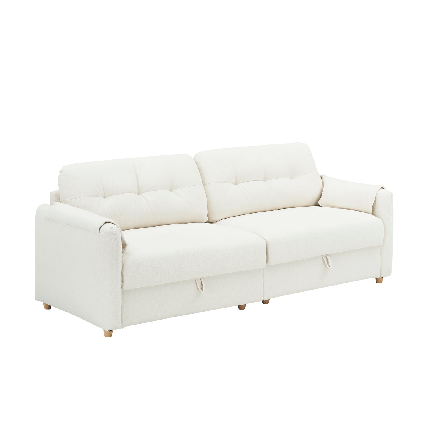 79.50 inches long, Teddy Cotton Linen Sofa Fabric, with metal conical long legs, metal strip matching, stylish and simple-Beige
