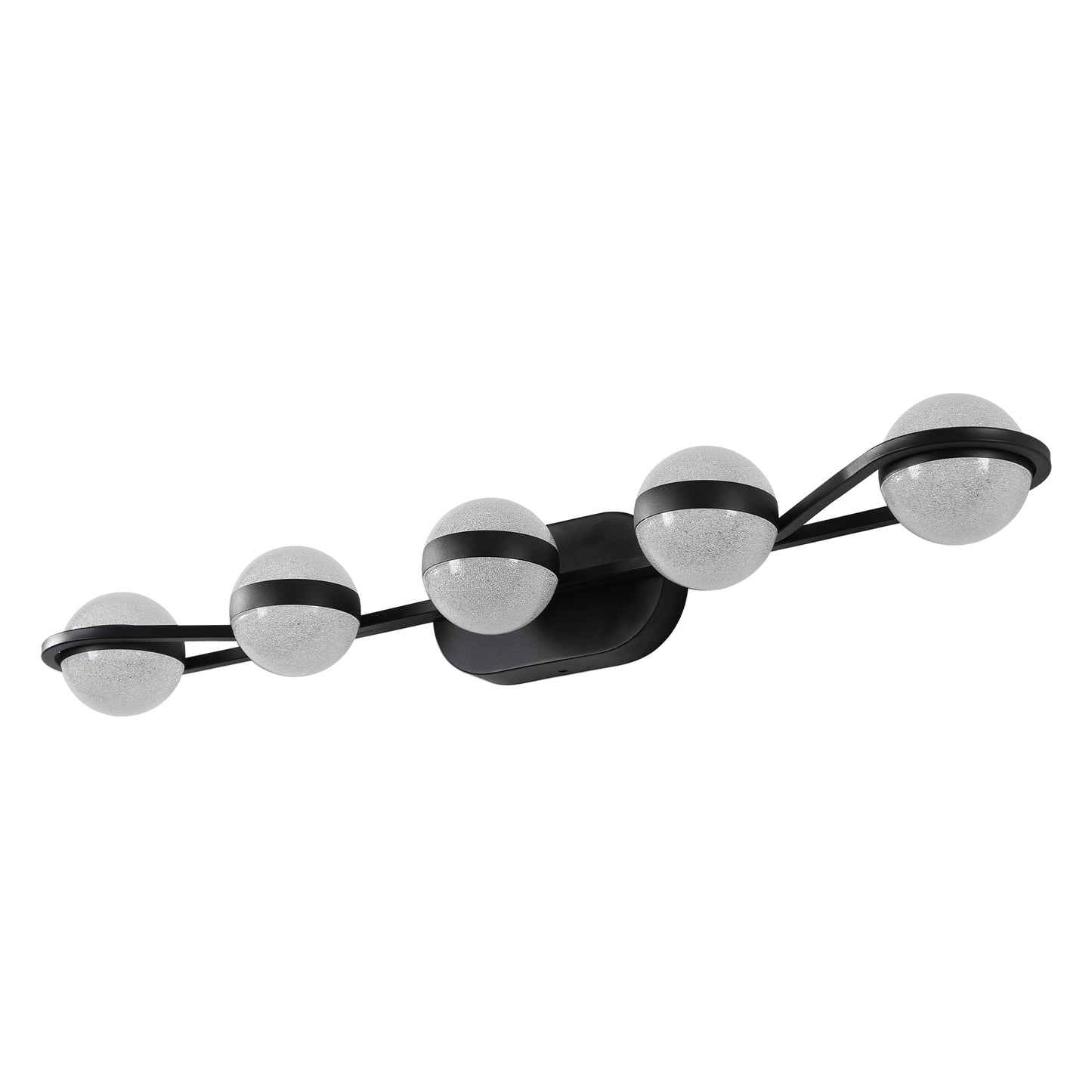 (NEW SKU:W1340P206793)Modern Minimalist Bathroom Vanity Light, LED 5 Bulb Frosted Glass Shades, Wall Mounted Decorative Lighting Fixture, Suitable for Bathroom Vanity Mirror (Black)