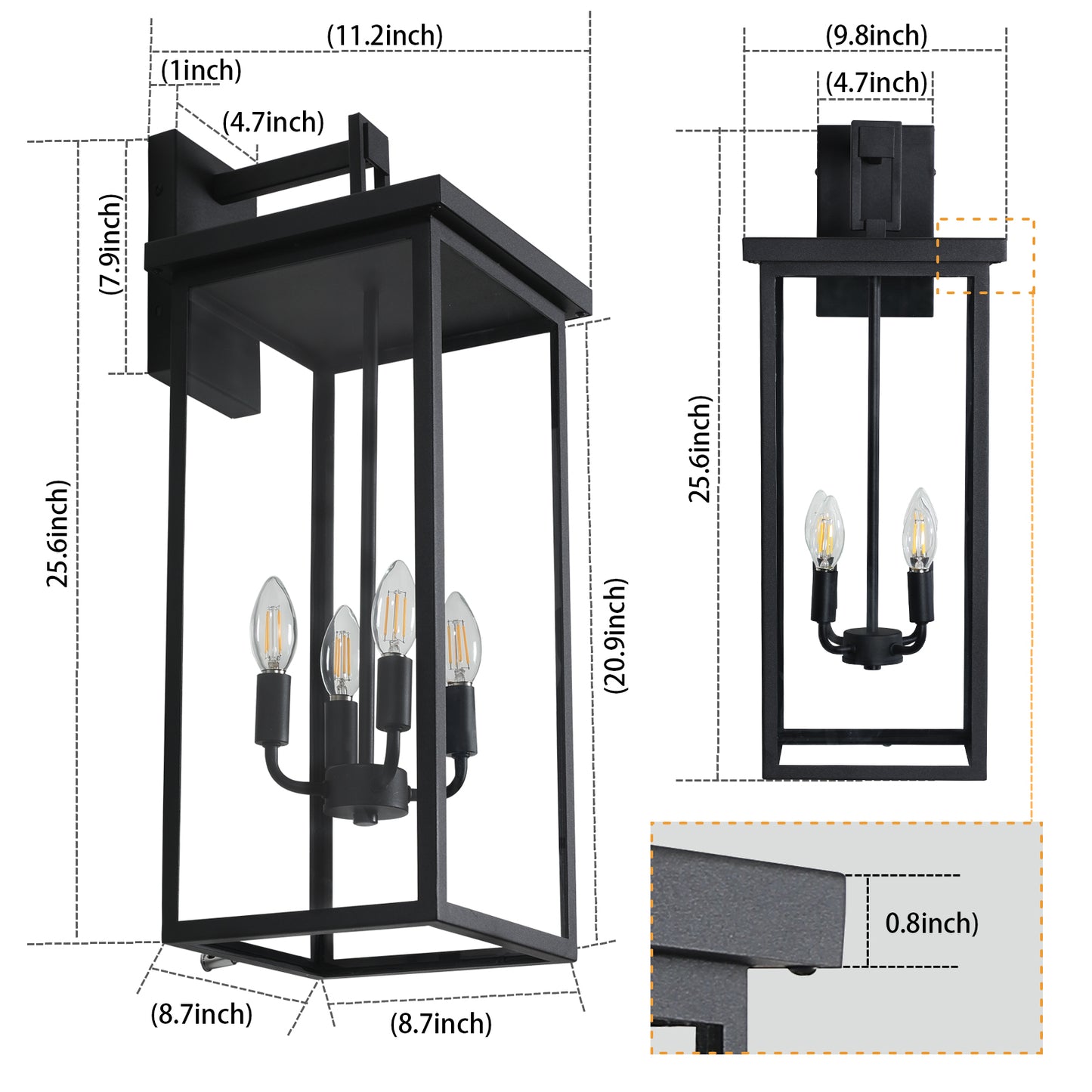 (Same as W1340119951/L1013) 4-Light Black Outdoor Wall Light (No Bulbs)