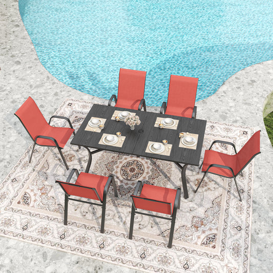 Rust-Resistant Outdoor Dining Chair Sets with Teslin Fabric, 4- or 6-Piece Options