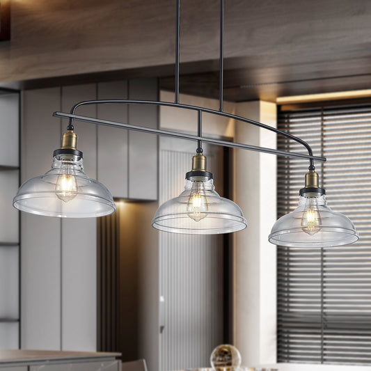 Chandelier Iron Black Modern 3-Light for Dining Room and Kitchen Island