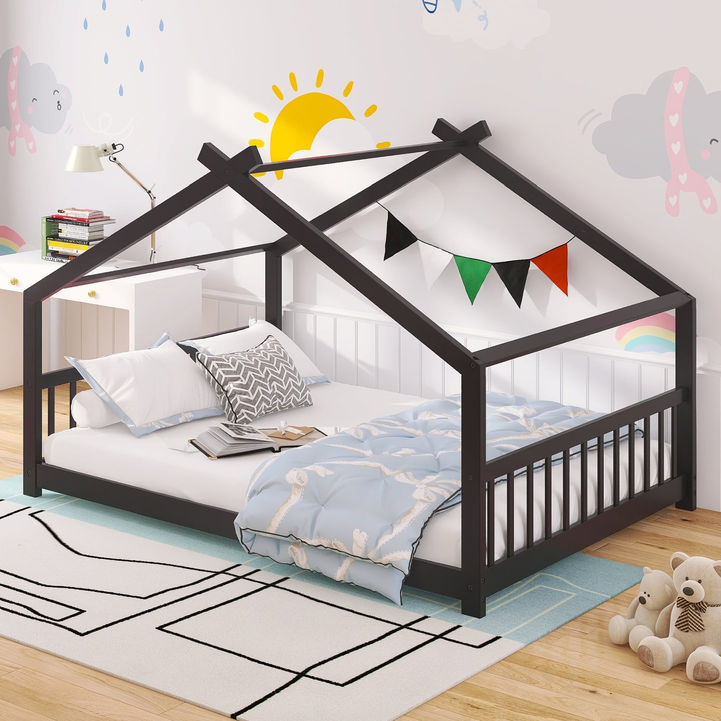 Full Size House Bed Wood Bed