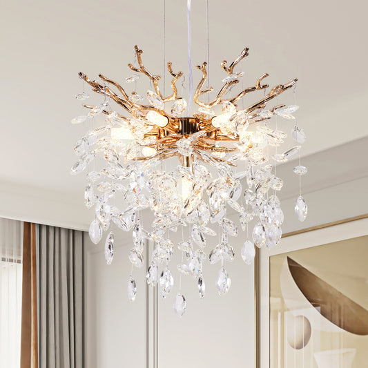Pendant Light Iron Gold Modern 7-Light, Available in 6-Light, 8-Light, and 14-Light options for Dining Room and Kitchen Island