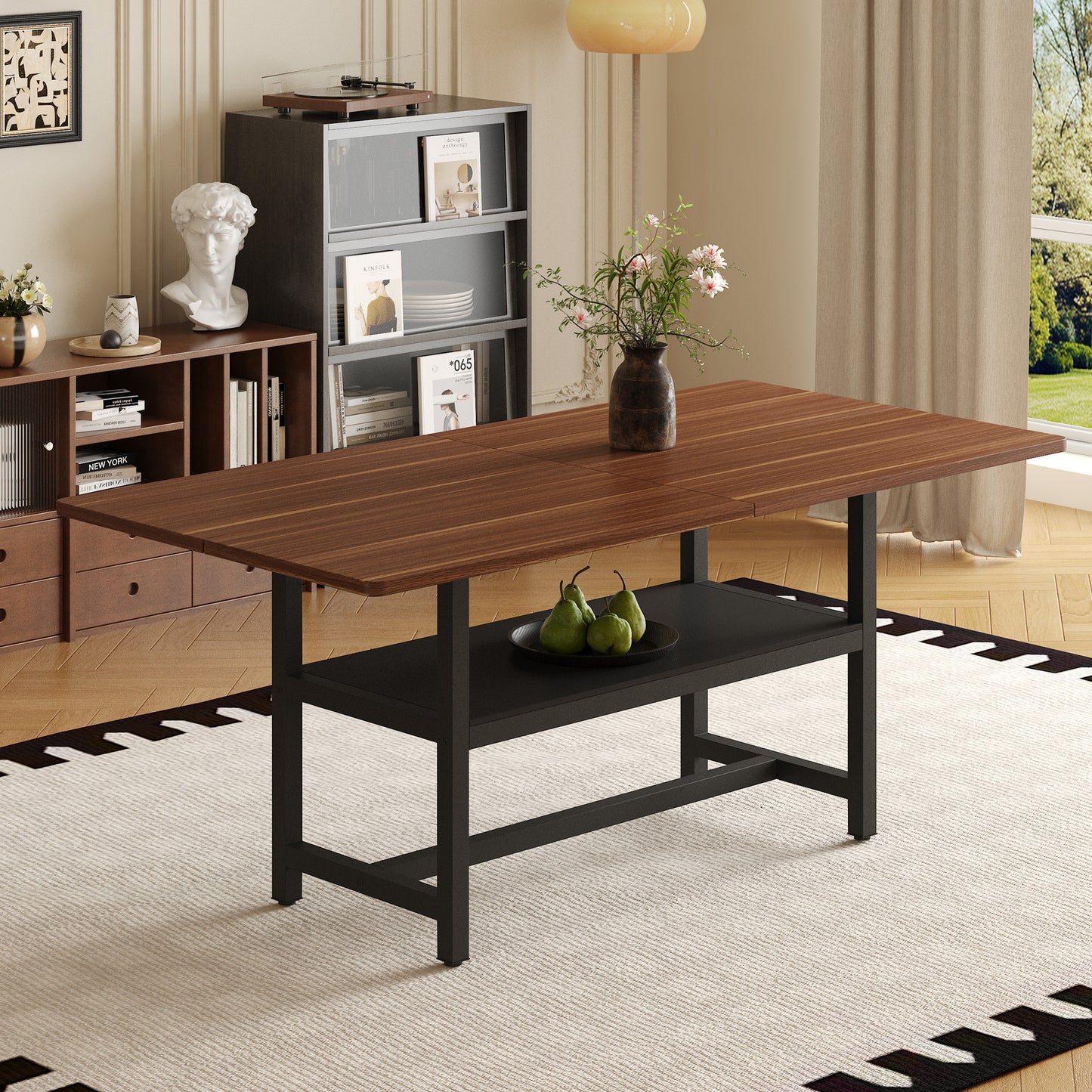 Modern Dining Table – 71" Rectangular Table with Textured MDF Top & Sturdy Frame, Kitchen & Dining Room Table