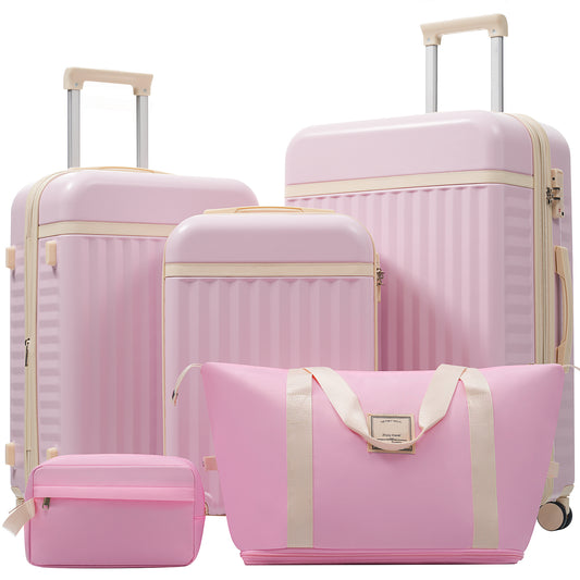 5-Piece ABS Hardshell Carry-On Luggage Set with TSA Lock, Spinner Wheels, Expandable