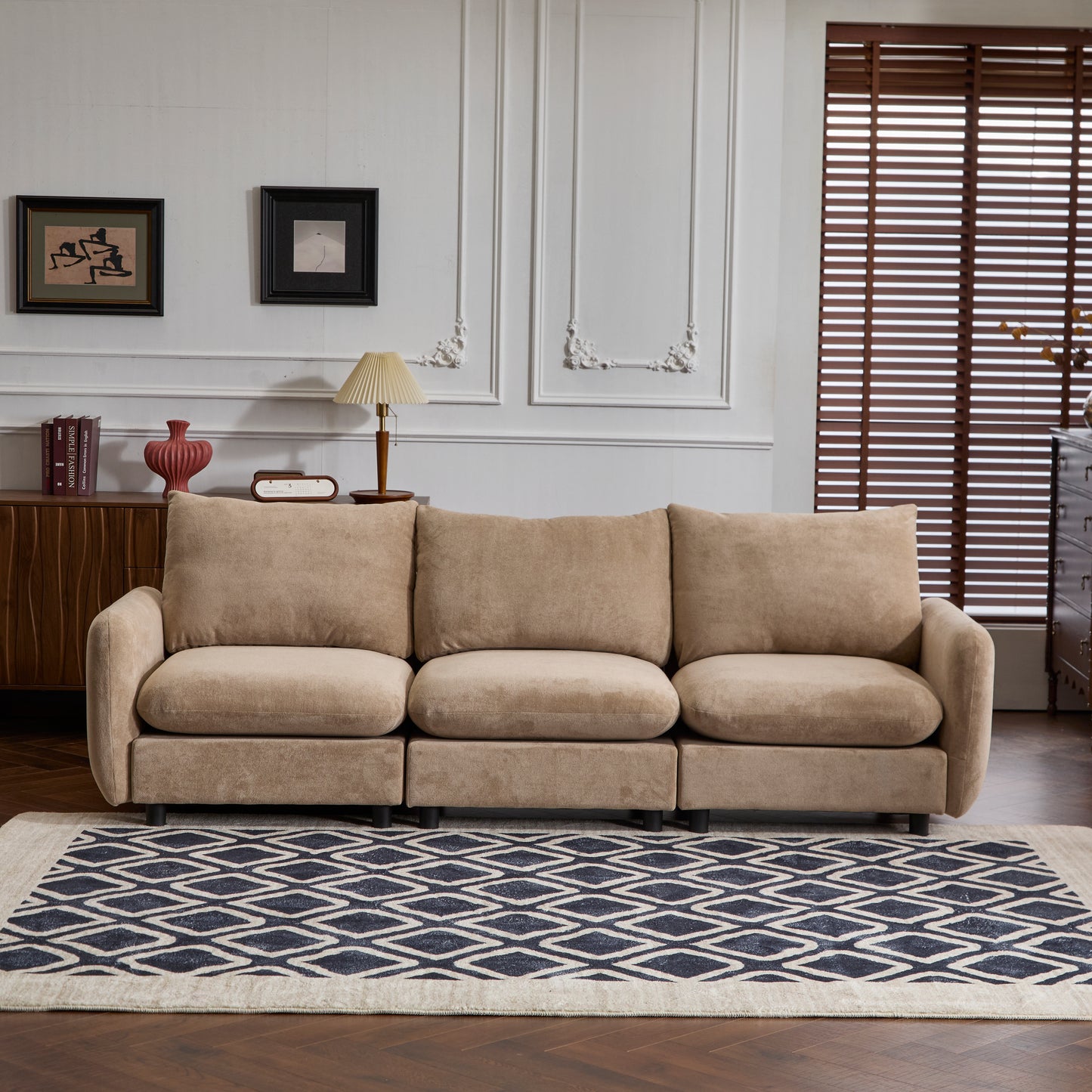 Modular Velvet Sectional Sofa Corner Chair – Convertible Upholstered Couch with Flexible Configurations for Living Room