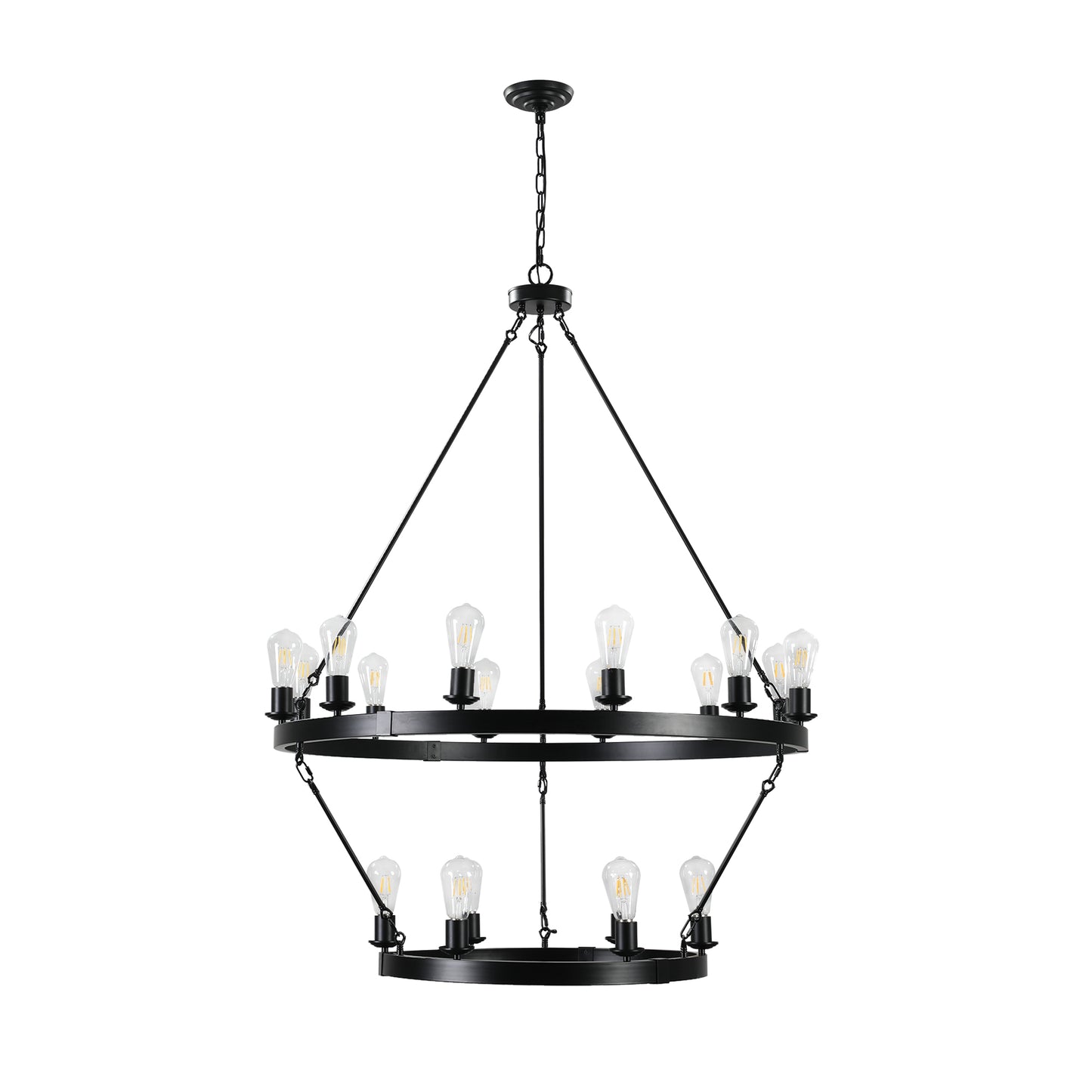 (NEW SKU:W1340P206659) Retro style Large 2-Tier circular ceiling Ironwork chandelier