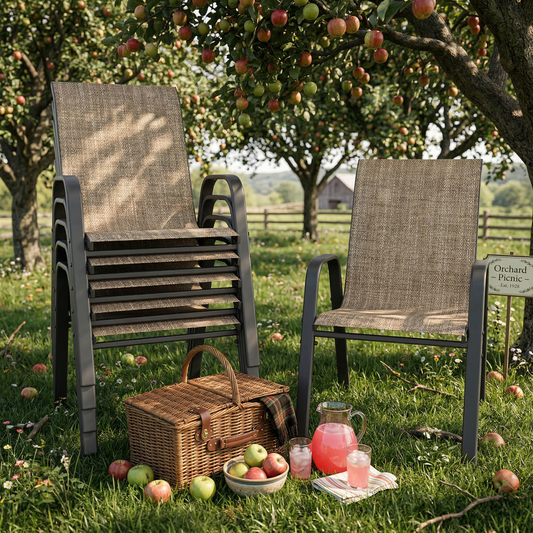 Outdoor Teslin Dining Chairs with Wide Ergonomic Seats, 4- or 6-Piece Sets