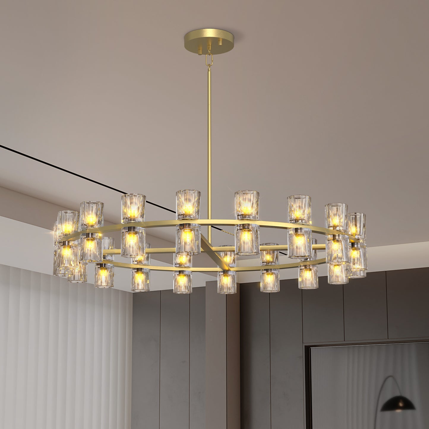 Modern Luxury K9 Crystal Wagon Wheel Chandelier LED Lighting