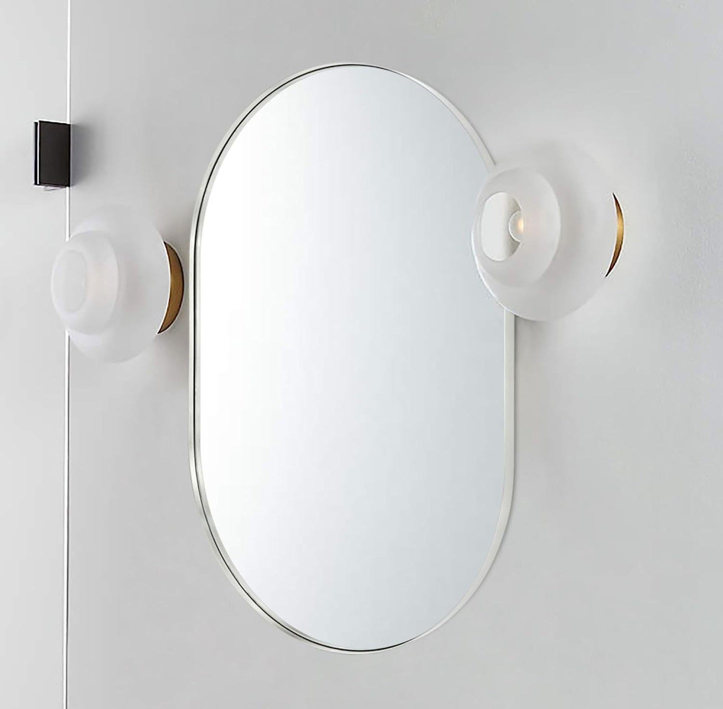 Oval Metal Wall Mirror – 20" x 33" Modern Bathroom Vanity Mirror, Decorative Oval Mirror